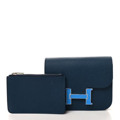 Hermes Epsom Enamel Constance Slim Wallet Blue De Prusse Blue Frida 3 of 10