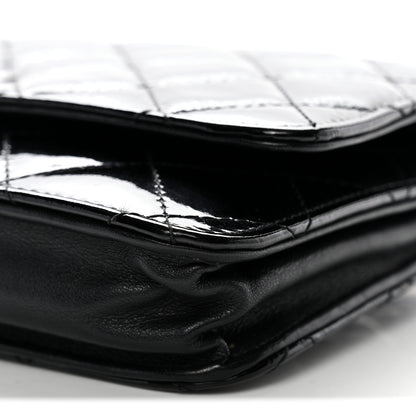 Chanel Distressed Patent Calfskin Quilted Reissue Wallet On Chain WOC Black 11 of 14