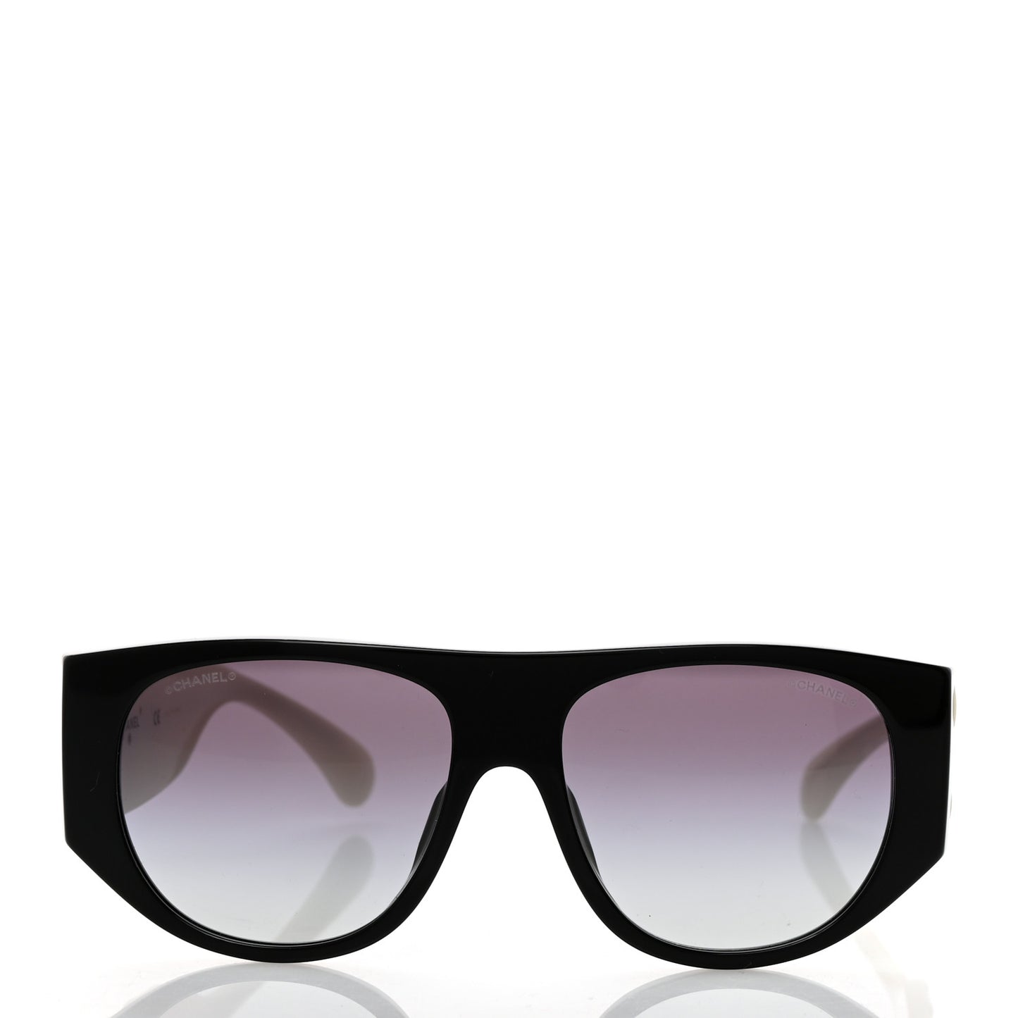 Acetate Quilted CC Pilot Sunglasses 71465 White Black
