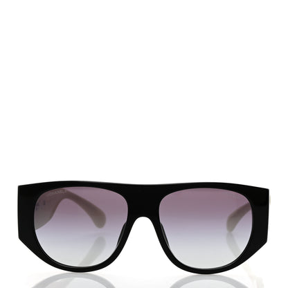Chanel Acetate Quilted CC Pilot Sunglasses 71465 White Black 2 of 8