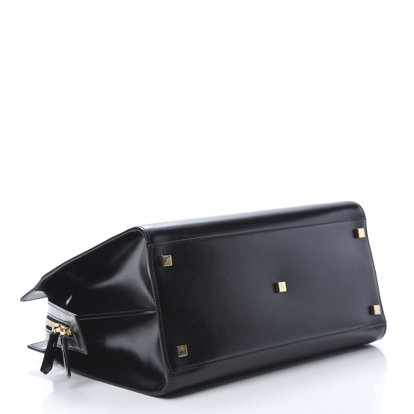 Shiny Calfskin Medium Uptown Tote Black