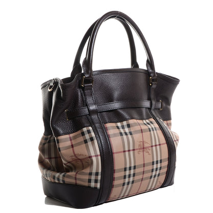 Burberry Haymarket Check Calfskin Medium Golderton Tote Chocolate 3 of 11