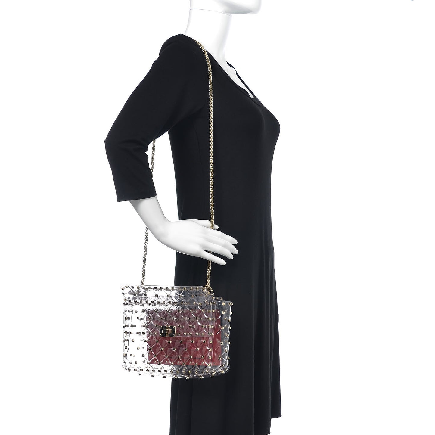 PVC Medium Rockstud Spike Shoulder Bag