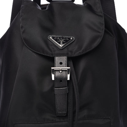 Prada Nylon Vela Saffiano Medium Cinch Backpack Black 8 of 10