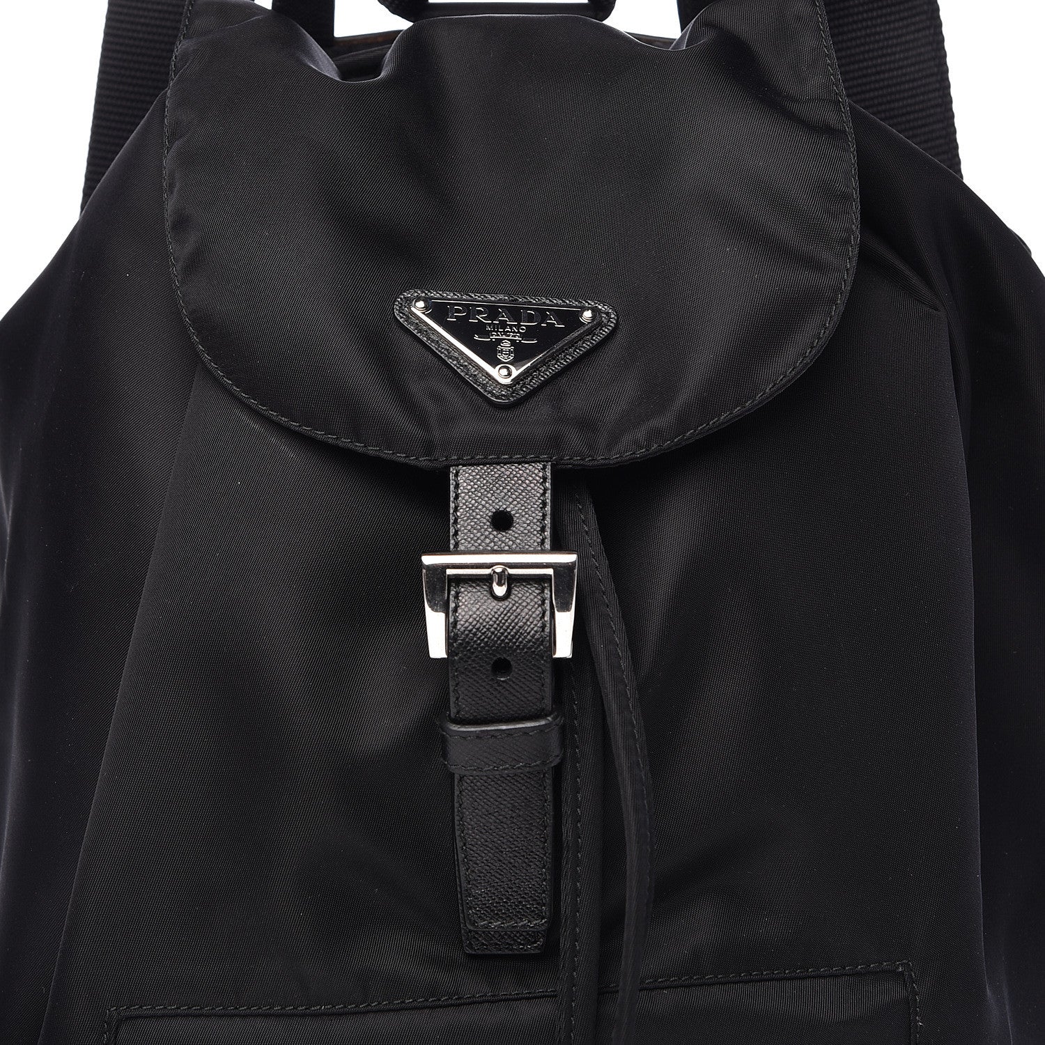 Prada Nylon Vela Saffiano Medium Cinch Backpack Black 8 of 10
