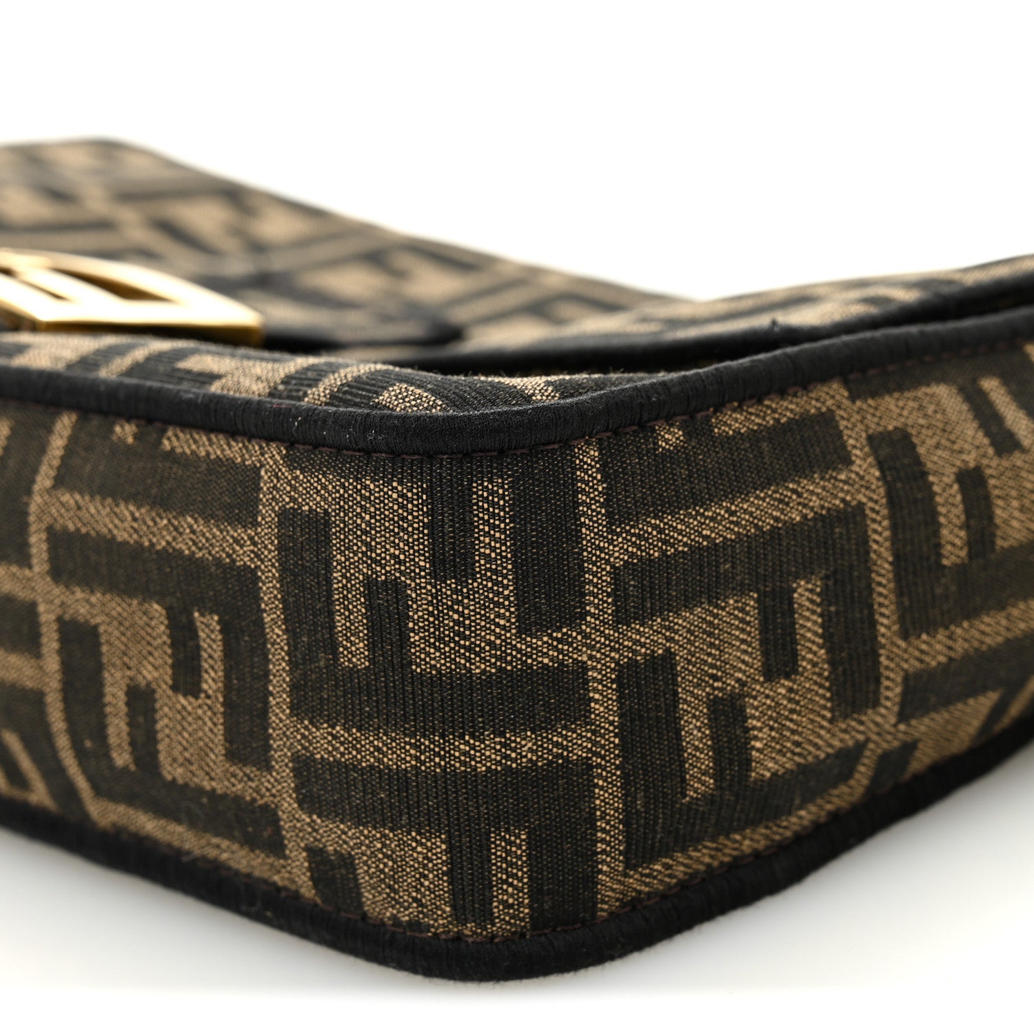 Fendi Fabric Jacquard FF 1974 Medium Baguette Tobacco Moro Black