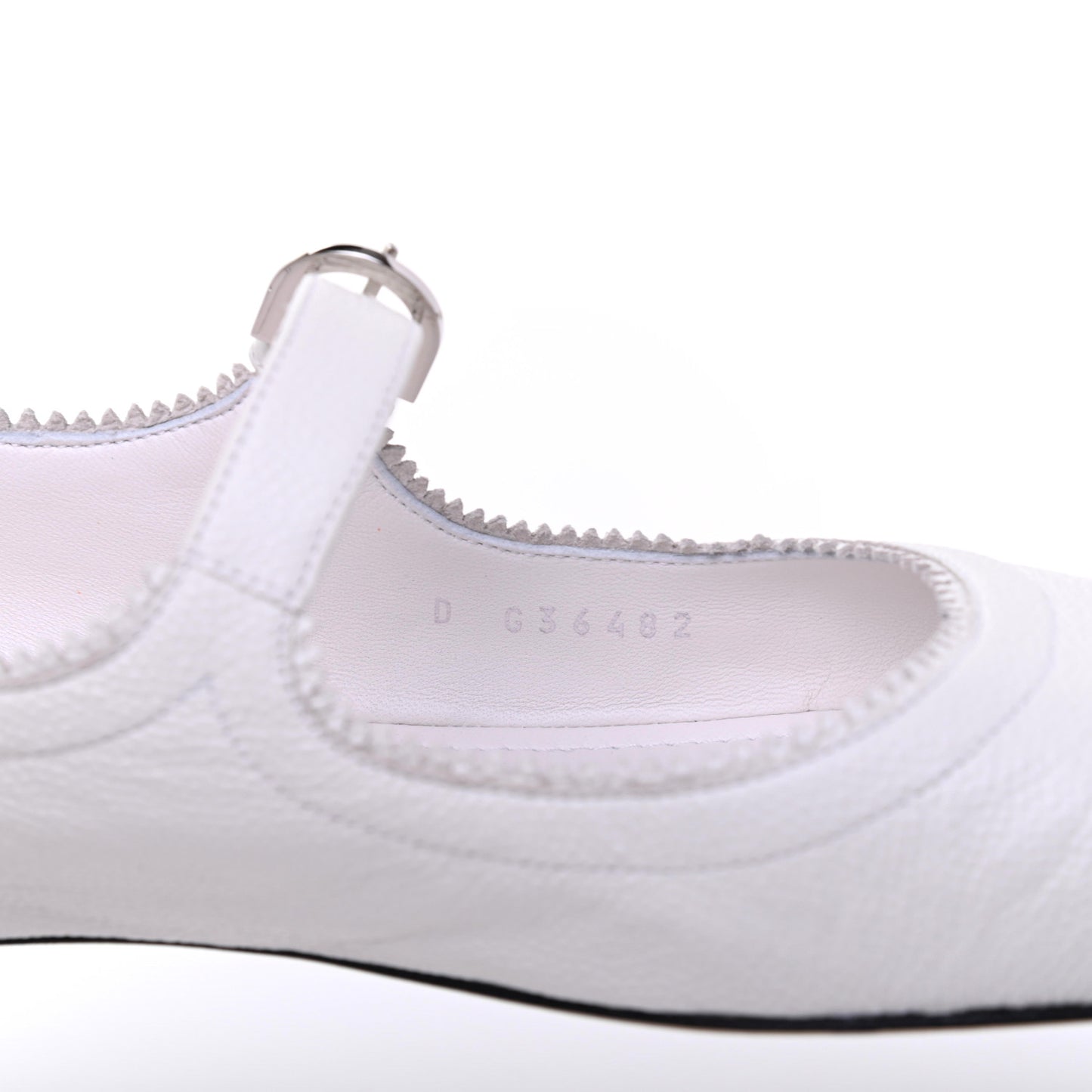 Calfskin Mary Jane Flats 35 White Black