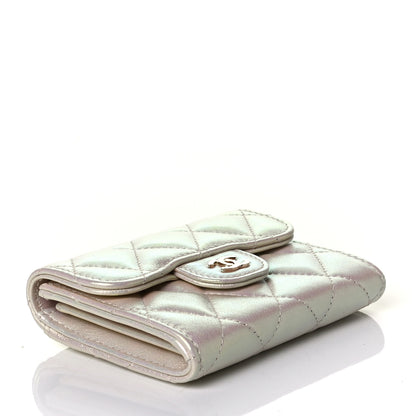 Chanel Iridescent Lambskin Quilted Flap Card Holder Wallet Ivory 3 of 5