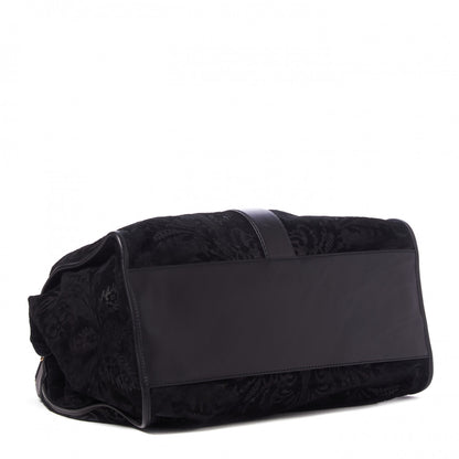 Gucci Nubuck Brocade Large Soft Stirrup Shoulder Bag Black 3 of 8