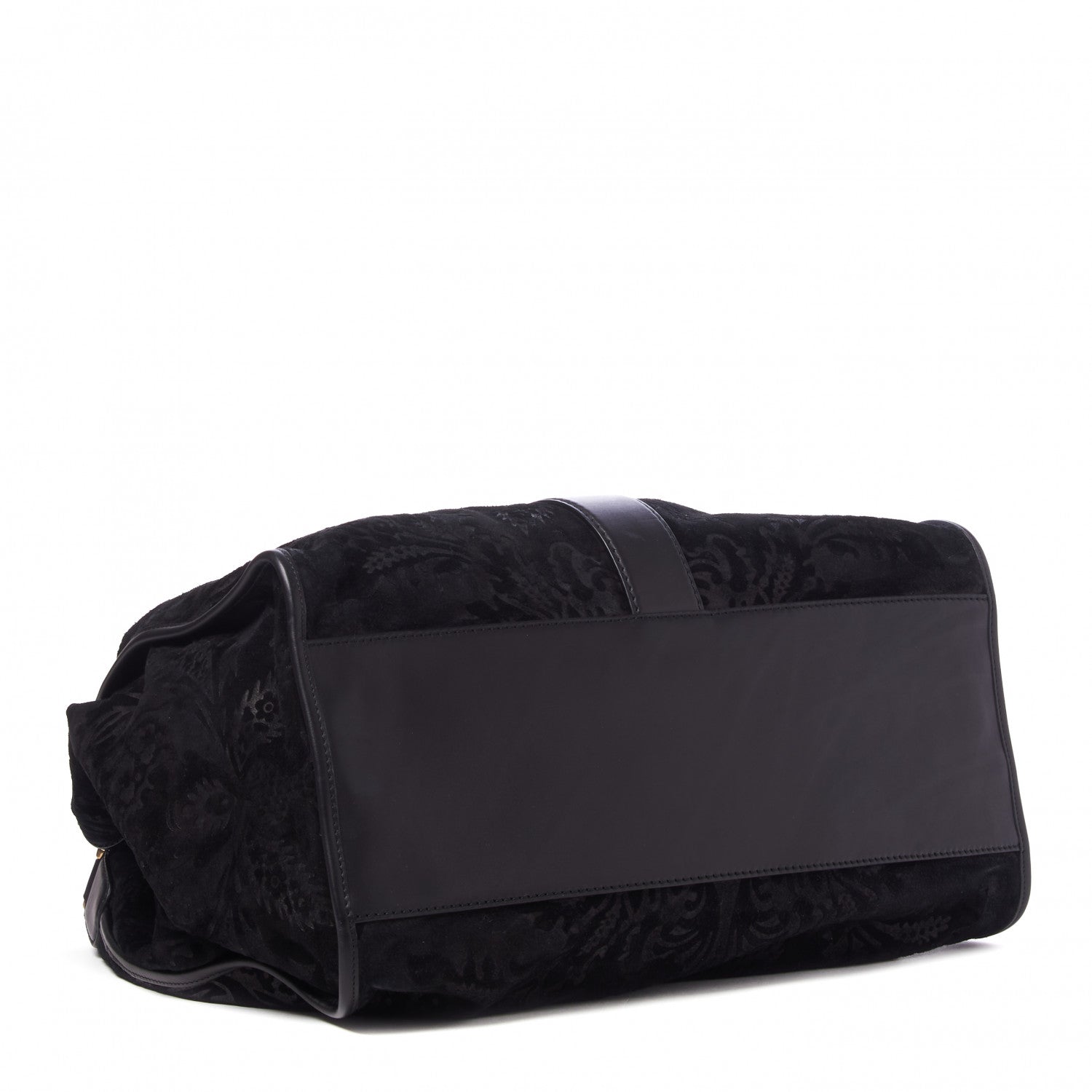 Gucci Nubuck Brocade Large Soft Stirrup Shoulder Bag Black 4 of 9