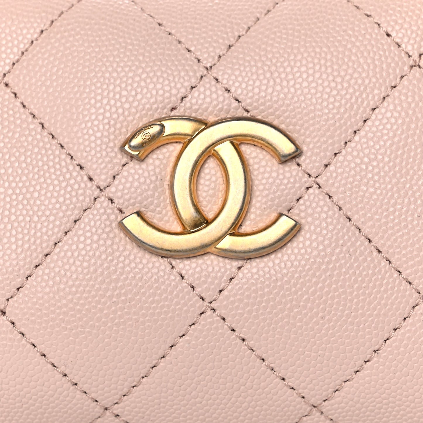 Shiny Lambskin Quilted Small Fashion Therapy Bowling Bag Beige