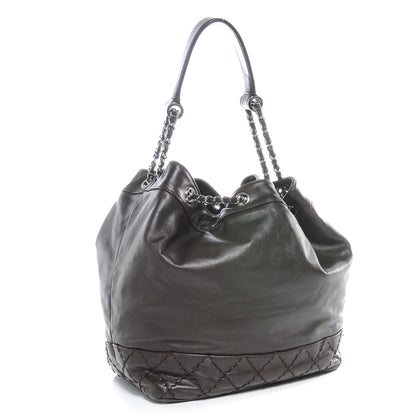 Chanel Calfskin Drawstring CC Bucket Bag Dark Brown 3 of 7
