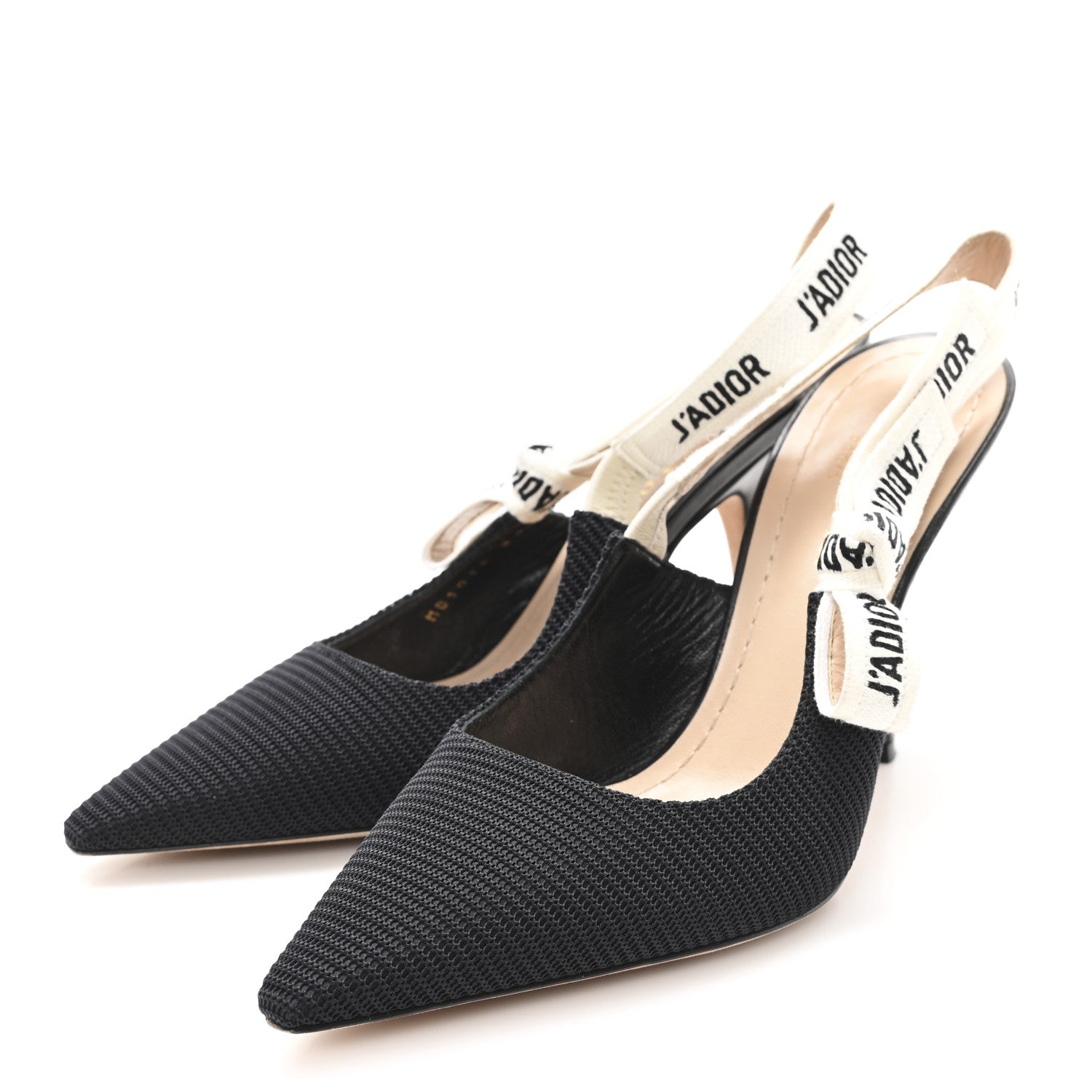 Christian Dior Technical Canvas Ribbon J Adior Slingback 100mm Pumps 36 Black 4 of 10