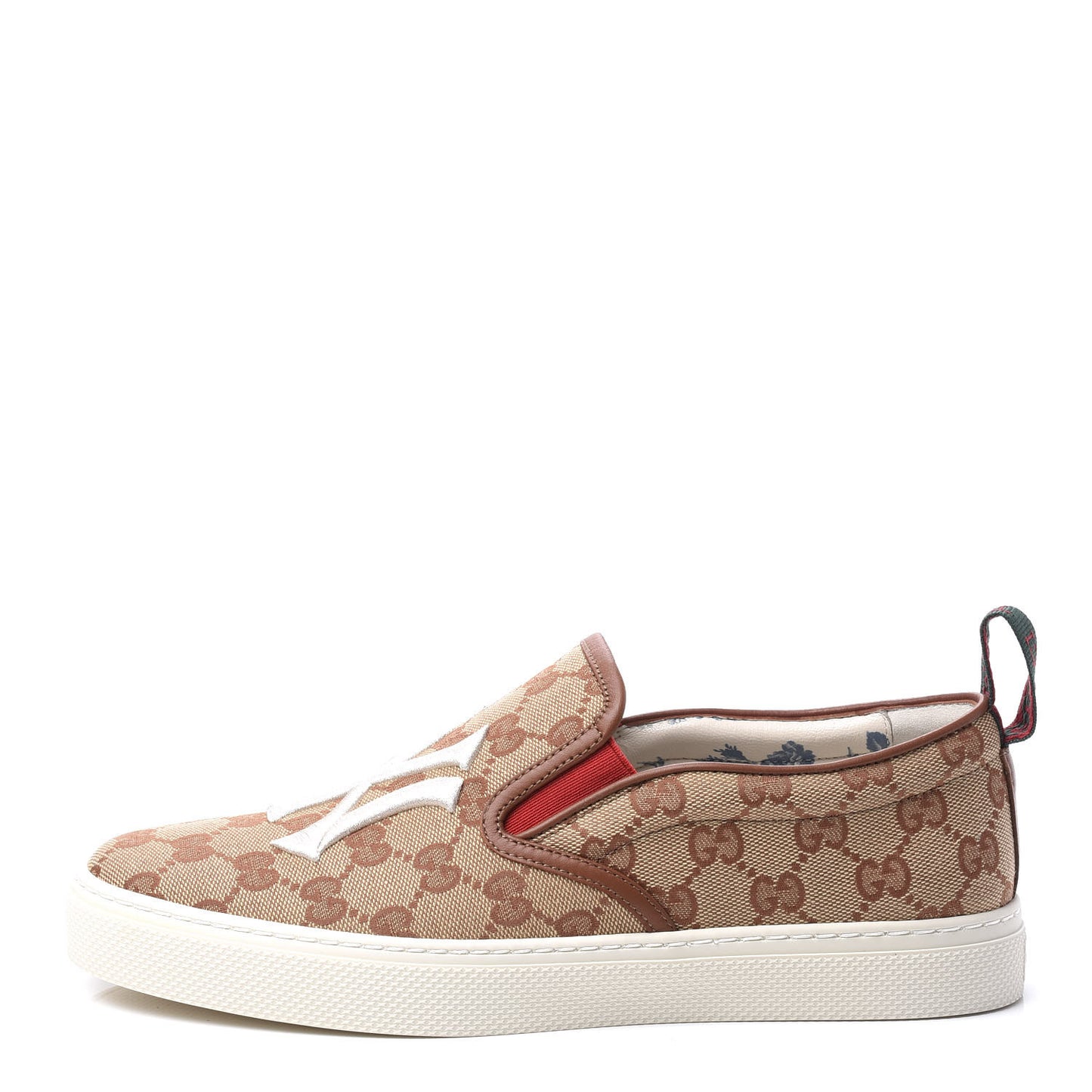 X MLB GG Monogram NY Yankees Embroidered Mens Slip On Sneakers 6 Beige Ruggine Rust