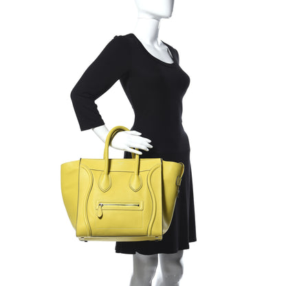 Celine Drummed Calfskin Mini Luggage Citron 2 of 18