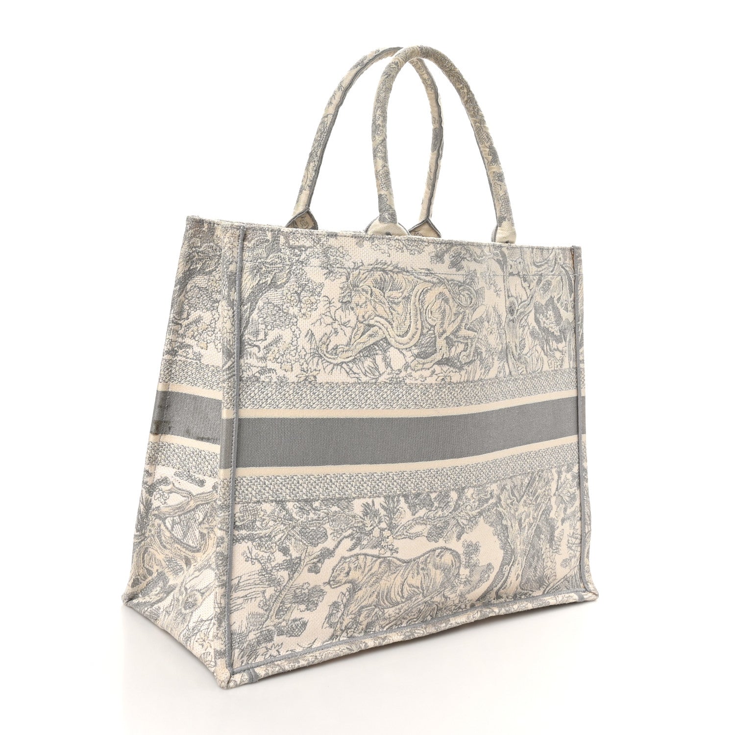 Christian Dior Canvas Embroidered Large Dioriviera Toile De Jouy Book Tote Gray 2 of 9