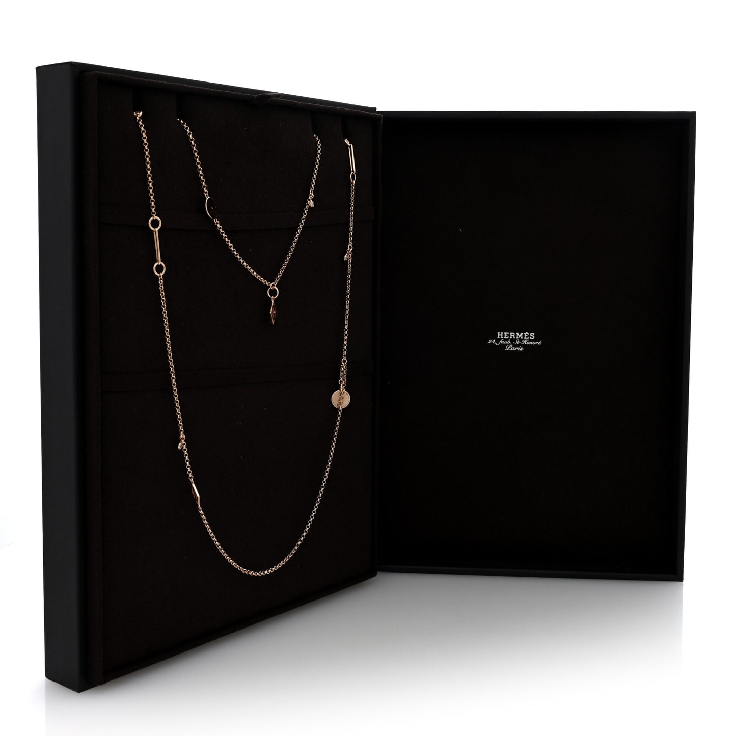 18K Rose Gold Diamond Long Gambade Necklace