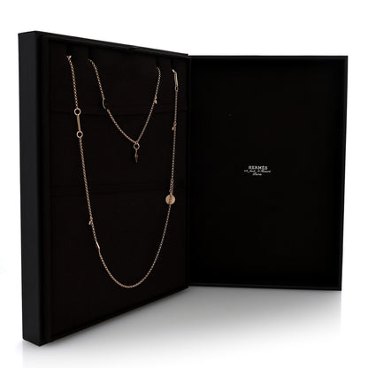 Hermes 18K Rose Gold Diamond Long Gambade Necklace 5 of 5