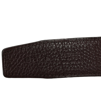 Hermes Box Togo Reversible 32mm H Belt 95 38 Black Chocolate 3 of 4