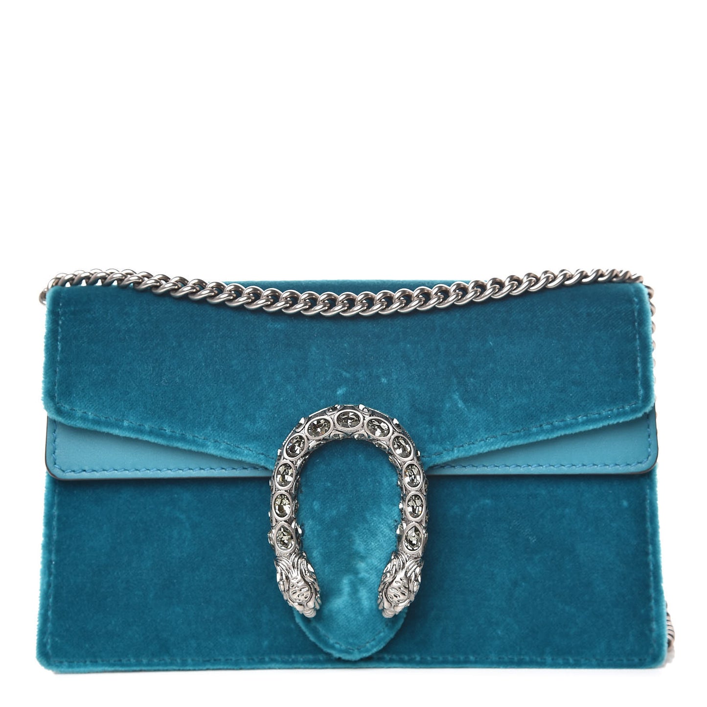 Velvet Super Mini Dionysus Shoulder Bag Pavone Cyan