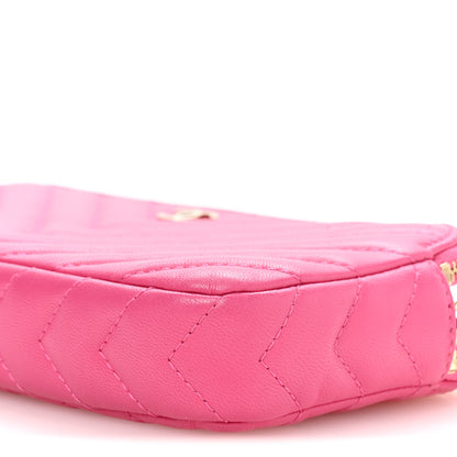 Chanel Lambskin Chevron Quilted Small Clutch With Chain Pink 10 of 10