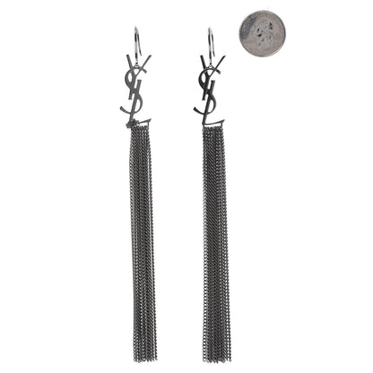 Saint Laurent Brass Monogram Chain Earrings 2 of 4
