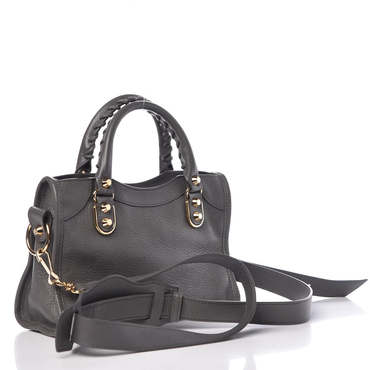 Chevre Gold Metallic Edge Hardware Mini City Gris Acier