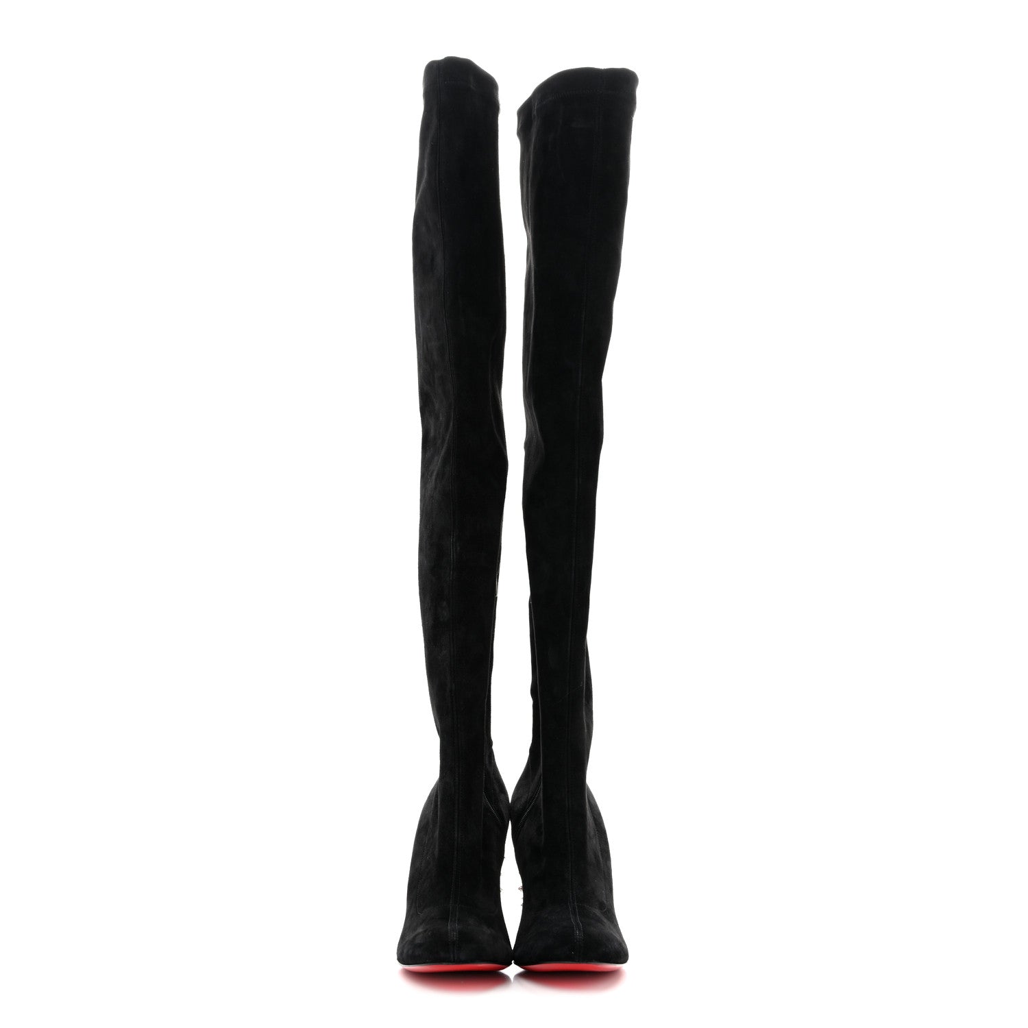 Christian Louboutin Veau Velours Spiked Study Stretch 85 Over The Knee Boots 35.5 Black 2 of 7