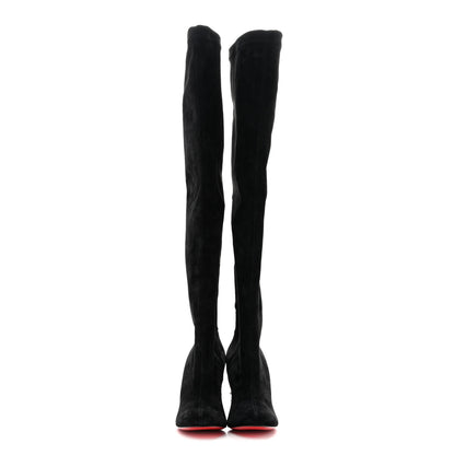 Christian Louboutin Veau Velours Spiked Study Stretch 85 Over The Knee Boots 35.5 Black 2 of 7