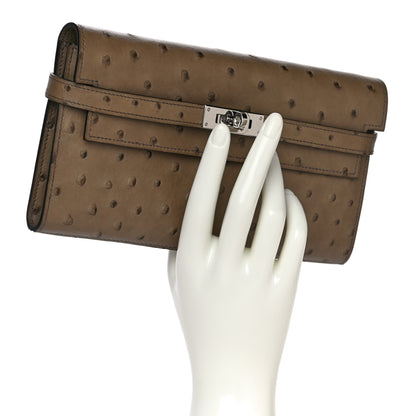 Hermes Ostrich Kelly Longue Wallet Gris Tourterelle 2 of 11