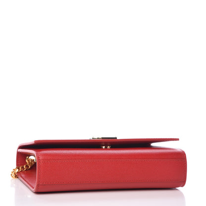 Saint Laurent Grain De Poudre Small Monogram Kate Satchel Bandana Red 4 of 7