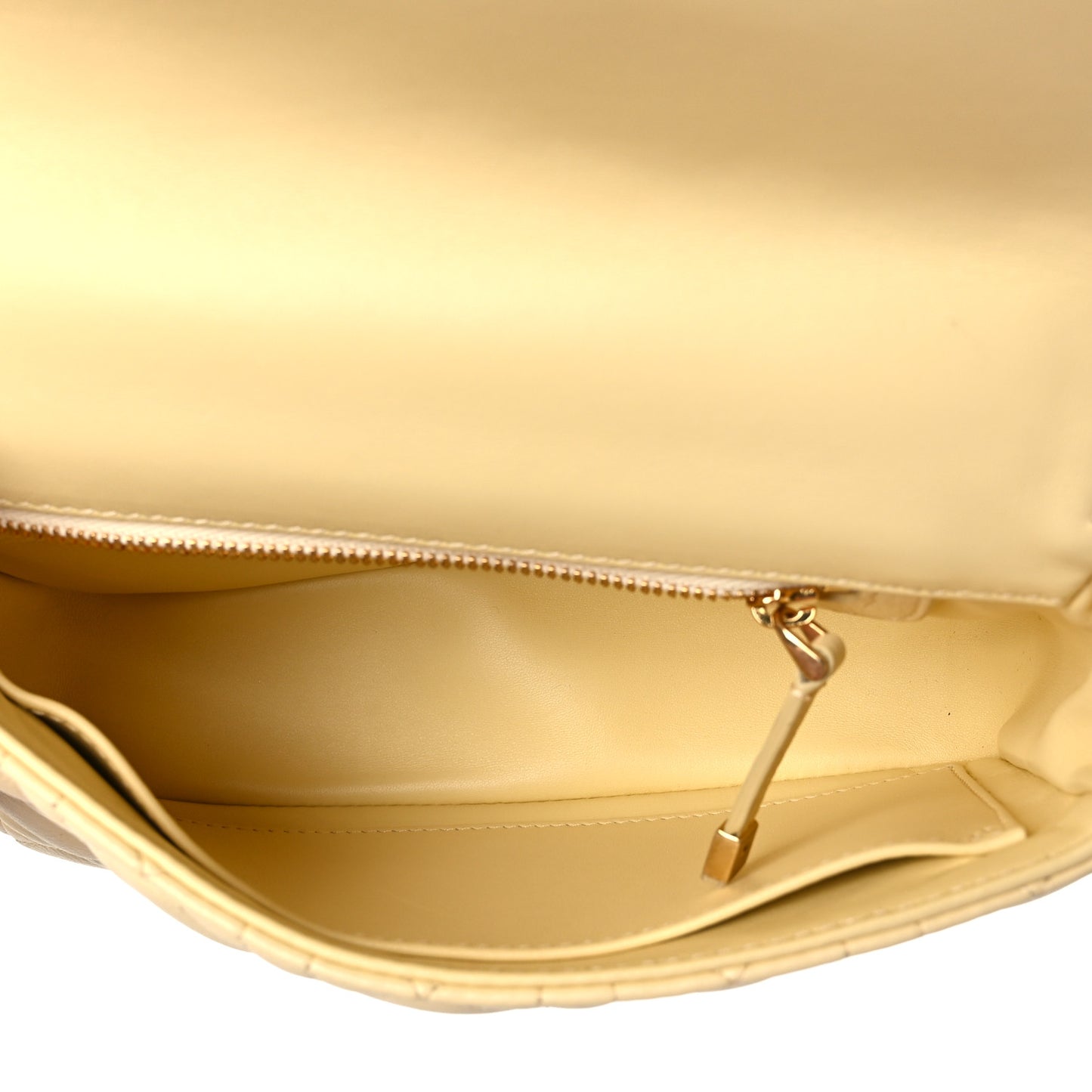 Calfskin Cannage Small Caro Bag Pale Yellow