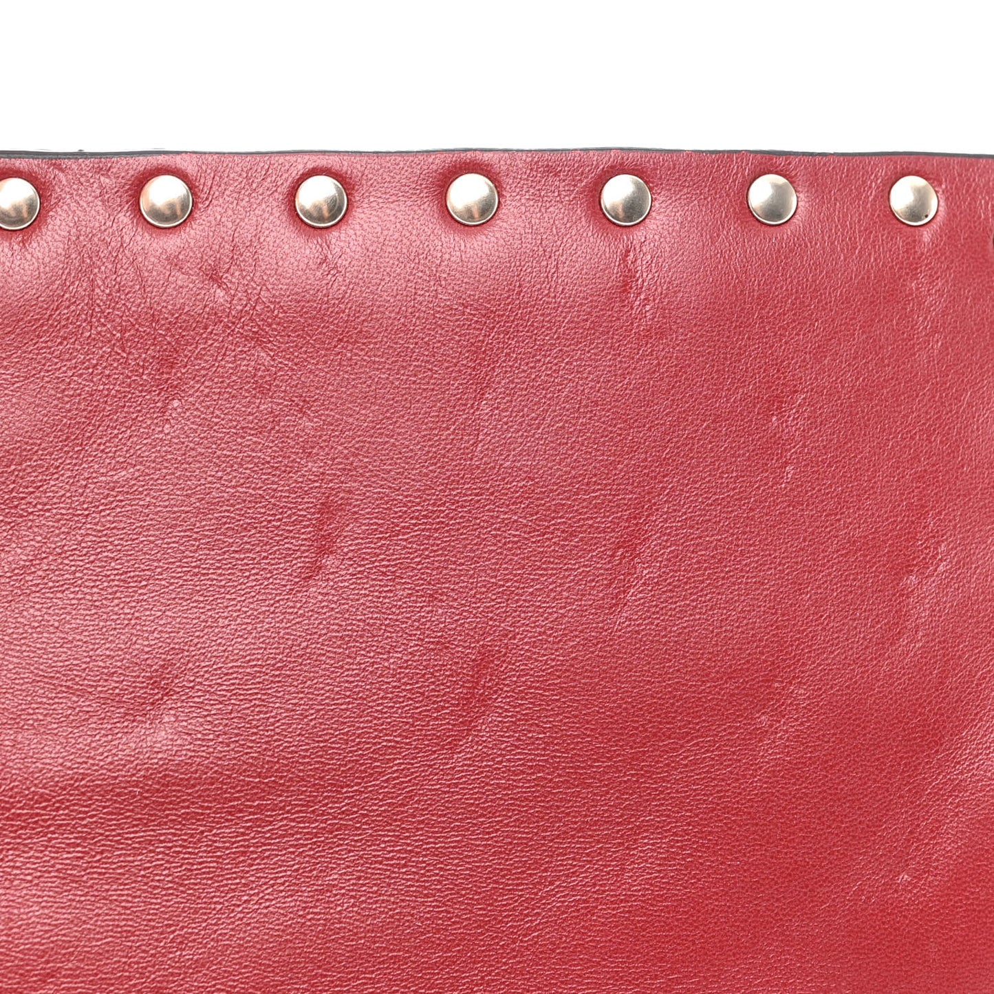 Lambskin Large Rockstud Spike Shoulder Bag Red