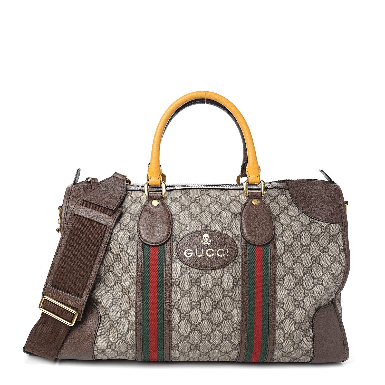 Gucci Soft GG Supreme Monogram Web Medium Duffle Bag Beige New Acero Crop 1 of 14