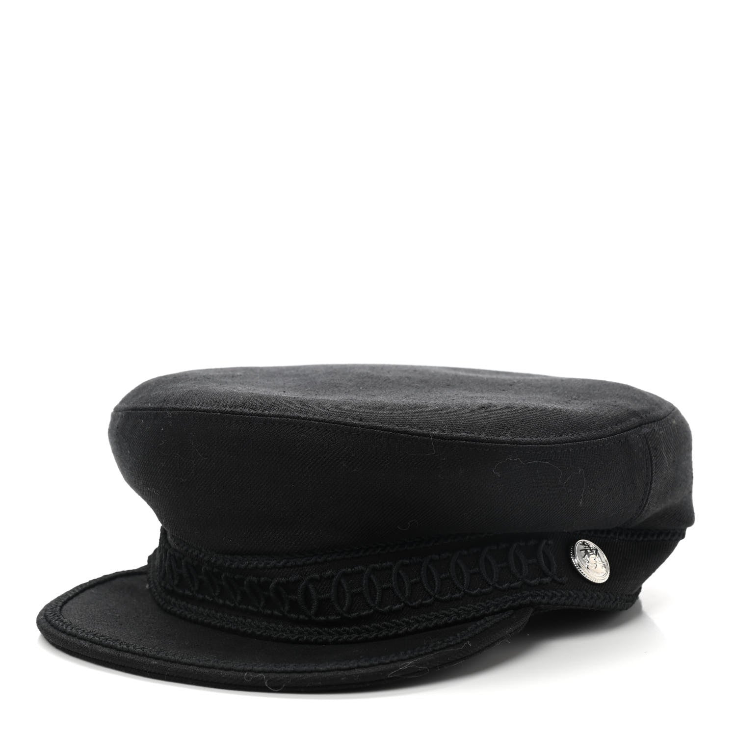 Hermes Double Linen Twill Cabourg Cap 59 Black 1 of 7