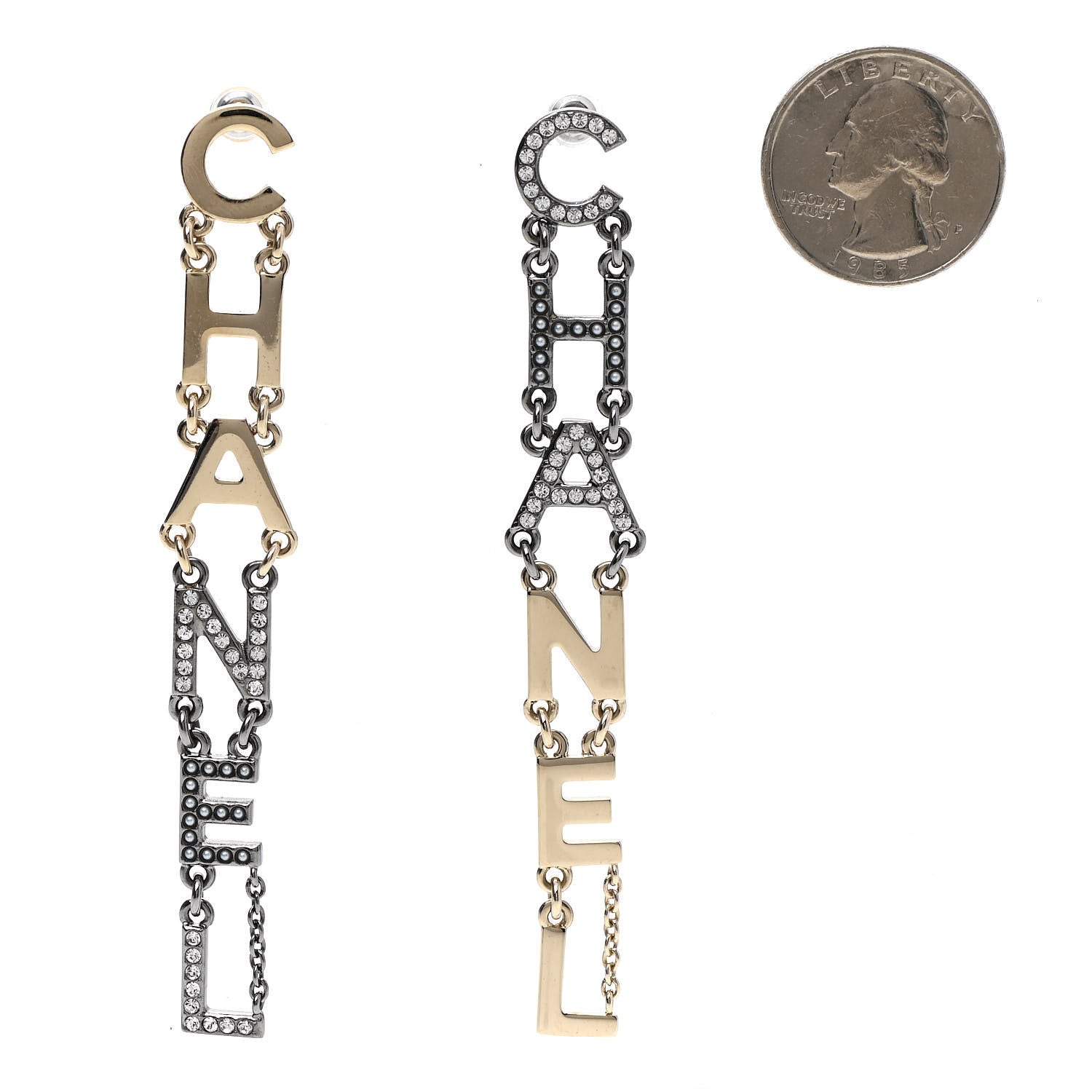 Chanel Crystal Pearl Chanel Bright Young Things Earrings Gold Ruthenium 2 of 4