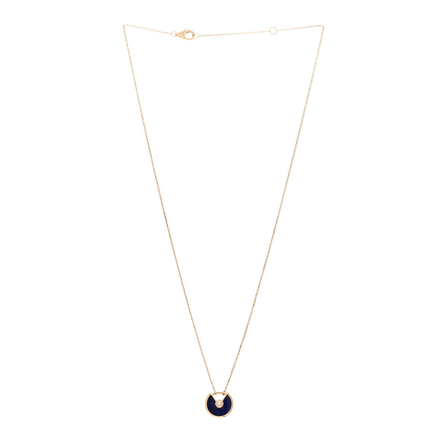 18K Yellow Gold Diamond Lapis Lazuli XS Amulette de Cartier Pendant Necklace