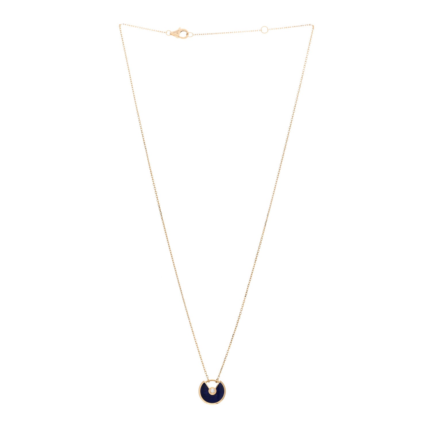 Cartier 18K Yellow Gold Diamond Lapis Lazuli XS Amulette de Cartier Pendant Necklace 2 of 4