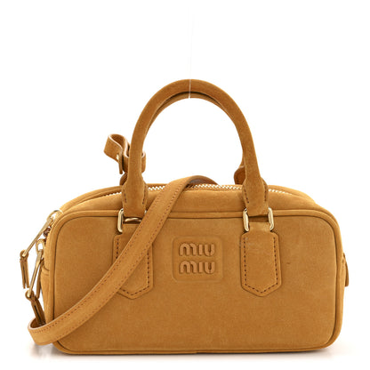 Miu Miu Suede Padded Regular Arcadie Top Handle Bag Whiskey 1 of 11