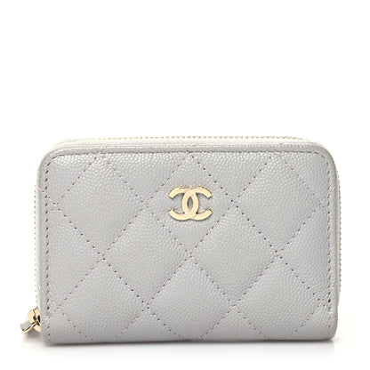 Chanel Caviar Quilted Zip Coin Purse Grey 1 of 11