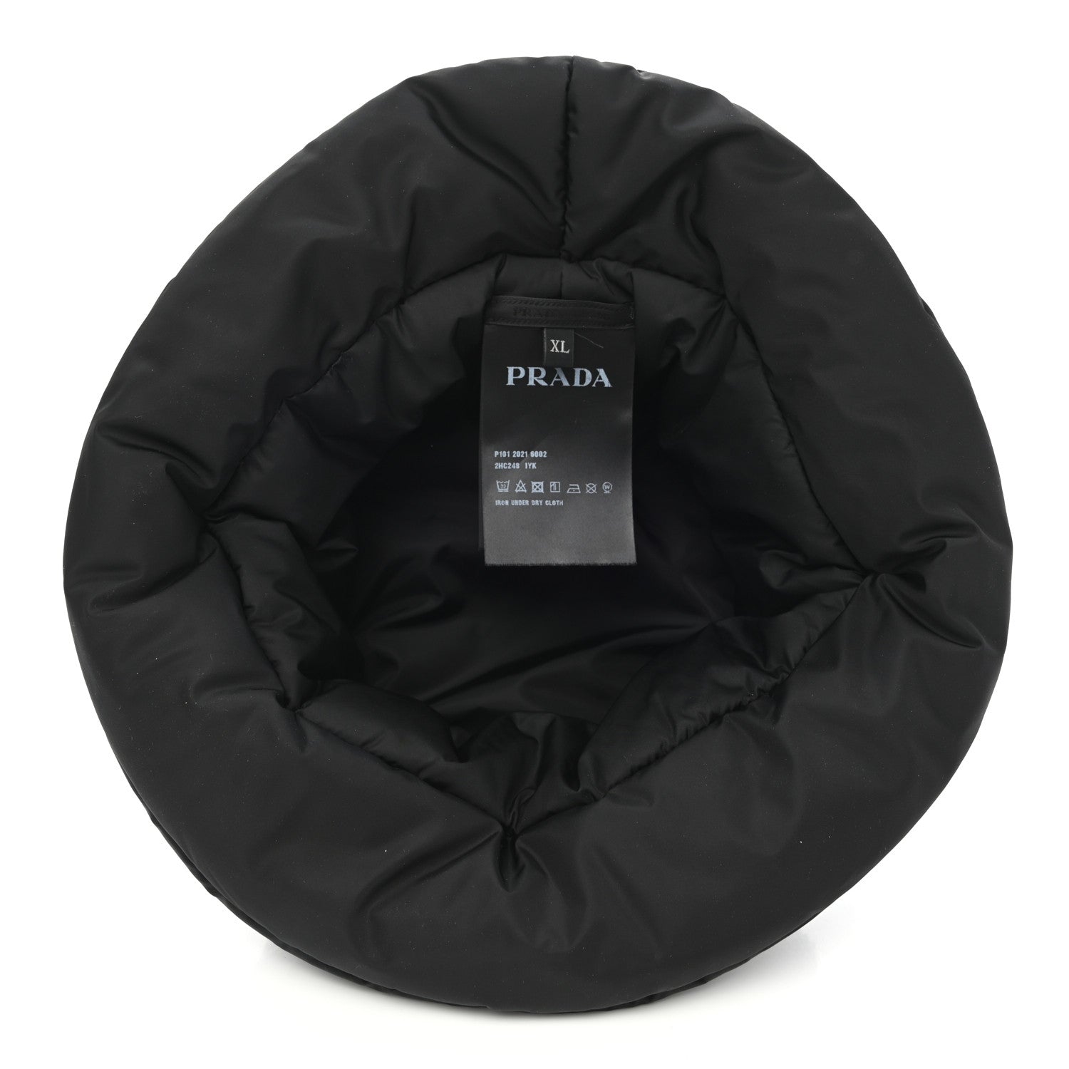 Prada Re-Nylon Metal Triangle Logo Padded Mens Bucket Hat XL Black 6 of 8