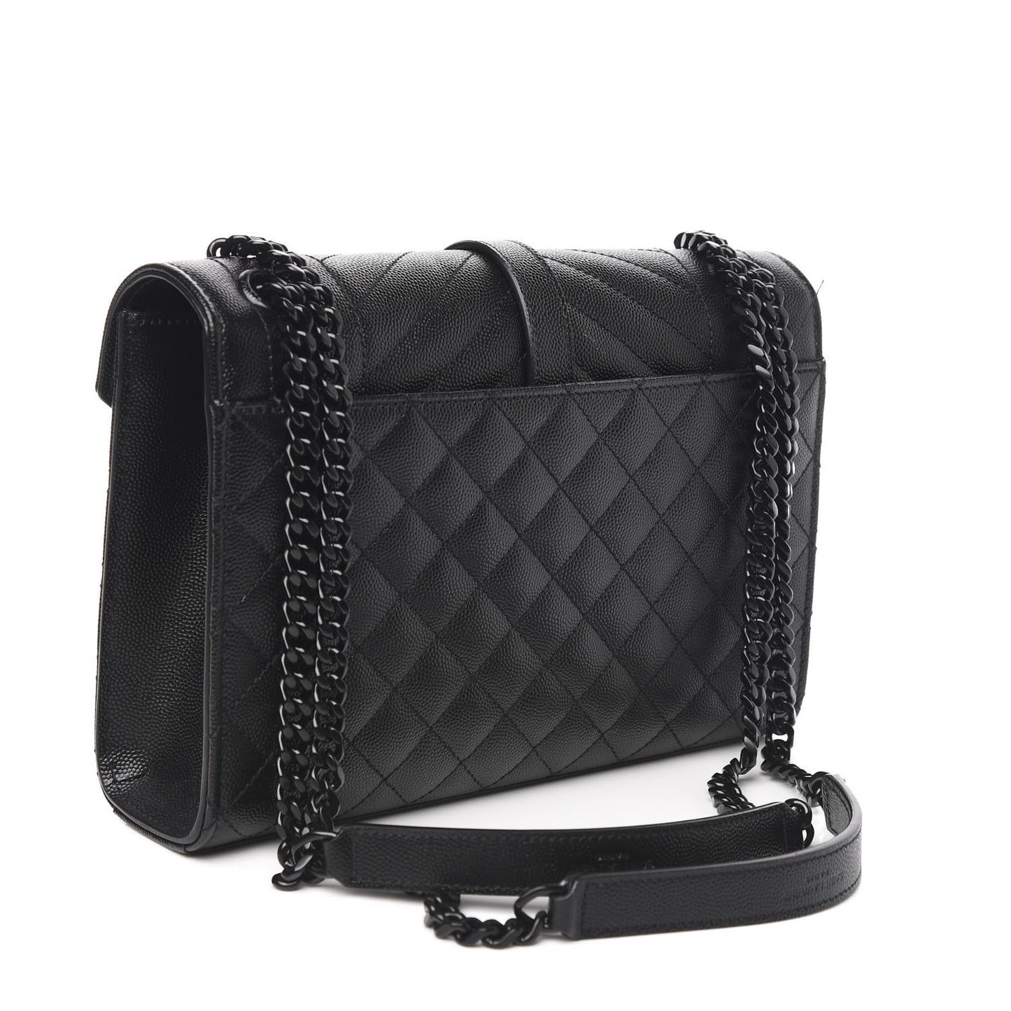 Grain De Poudre Textured Mixed Matelasse Triquilt Medium Monogram Satchel Black