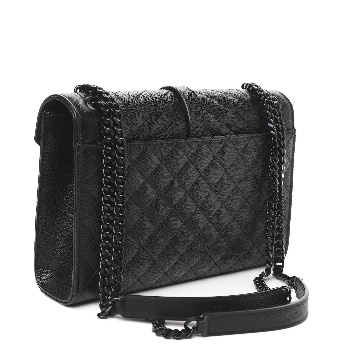 Saint Laurent Grain De Poudre Textured Mixed Matelasse Triquilt Medium Monogram Satchel Black 3 of 10