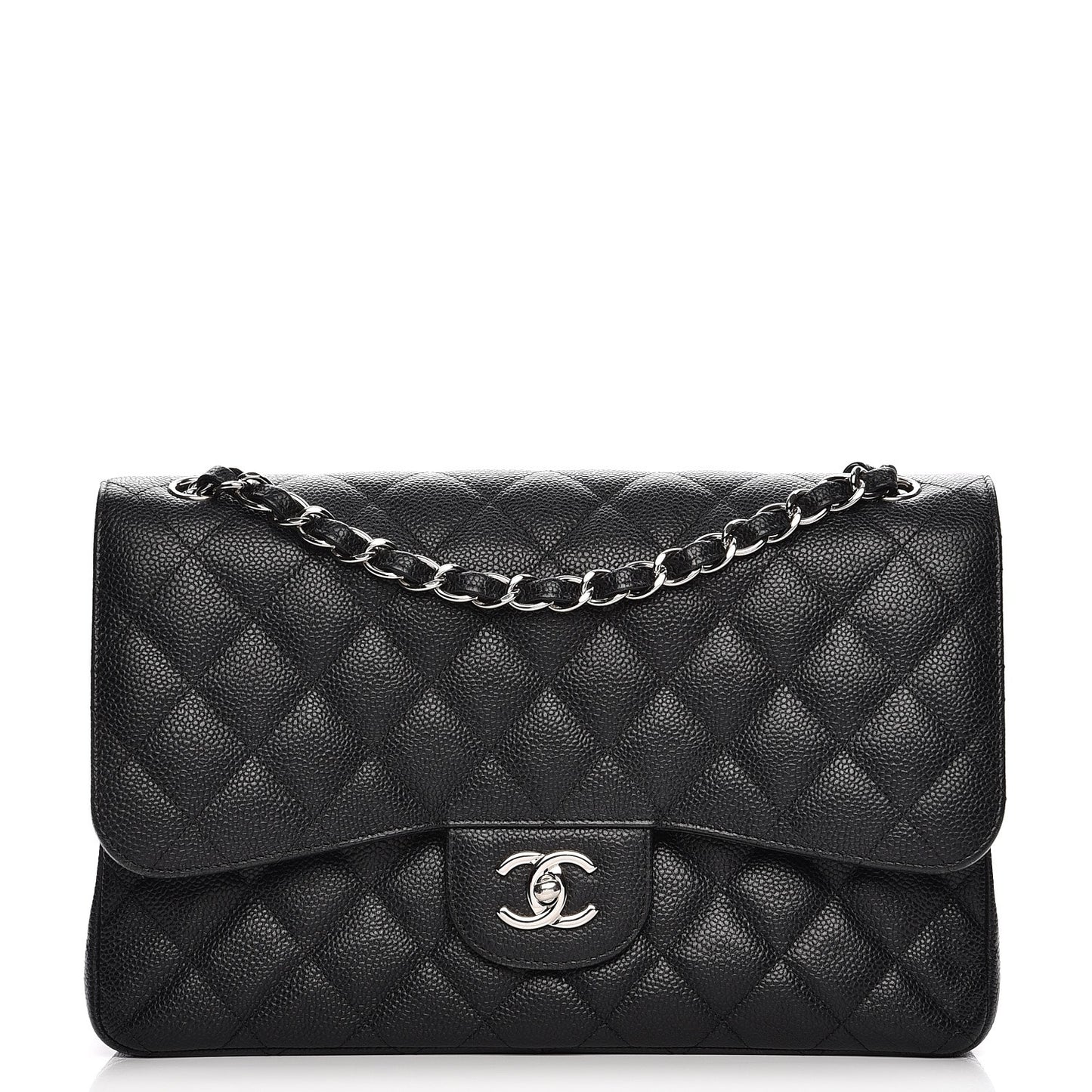 Caviar Quilted Jumbo Double Flap Black