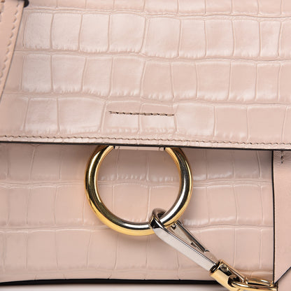 Chloe Calfskin Crocodile Embossed Mini Faye Day Shoulder Bag Cement Pink 10 of 10