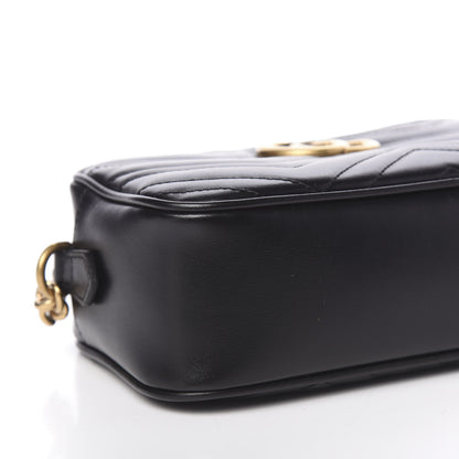 Gucci Calfskin Matelasse Small GG Marmont Chain Shoulder Bag Black 8 of 11