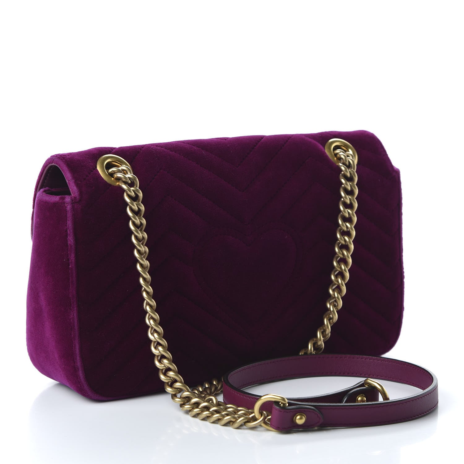 Gucci Velvet Matelasse Small GG Marmont Shoulder Bag Fuchsia Violet Cyclamen 3 of 11