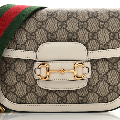 Gucci GG Supreme Monogram Web Mini Horsebit 1955 Shoulder Bag Beige Mystic White 7 of 12