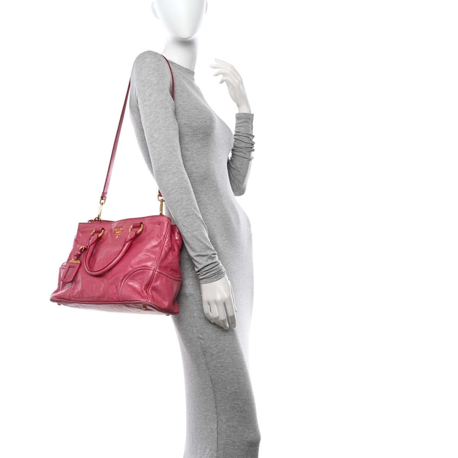 Prada Vitello Shine Shopping Satchel Peonia 2 of 23