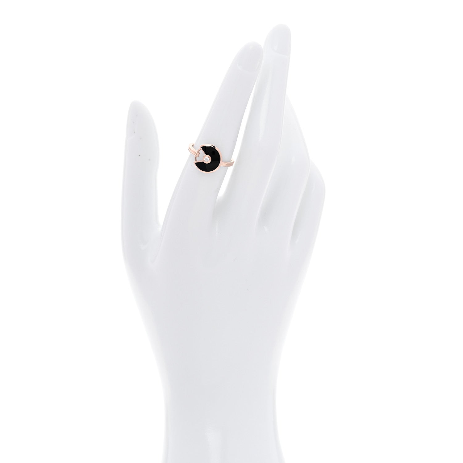 Cartier 18K Pink Gold Diamond Black Onyx Amulette de Cartier Ring 53 6.25 2 of 4